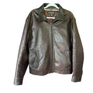 Vintage Banana Republic Leather Jacket L Bomber Coat Motorcycle Brown 80s 90s